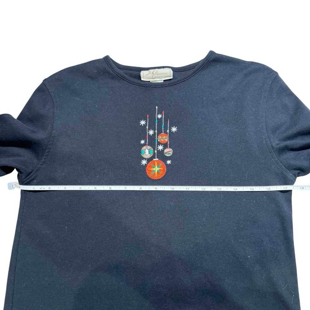 M&C Sportswear - Black Holiday Christmas Ornaments Embroidery- Size M - Picture 4 of 6